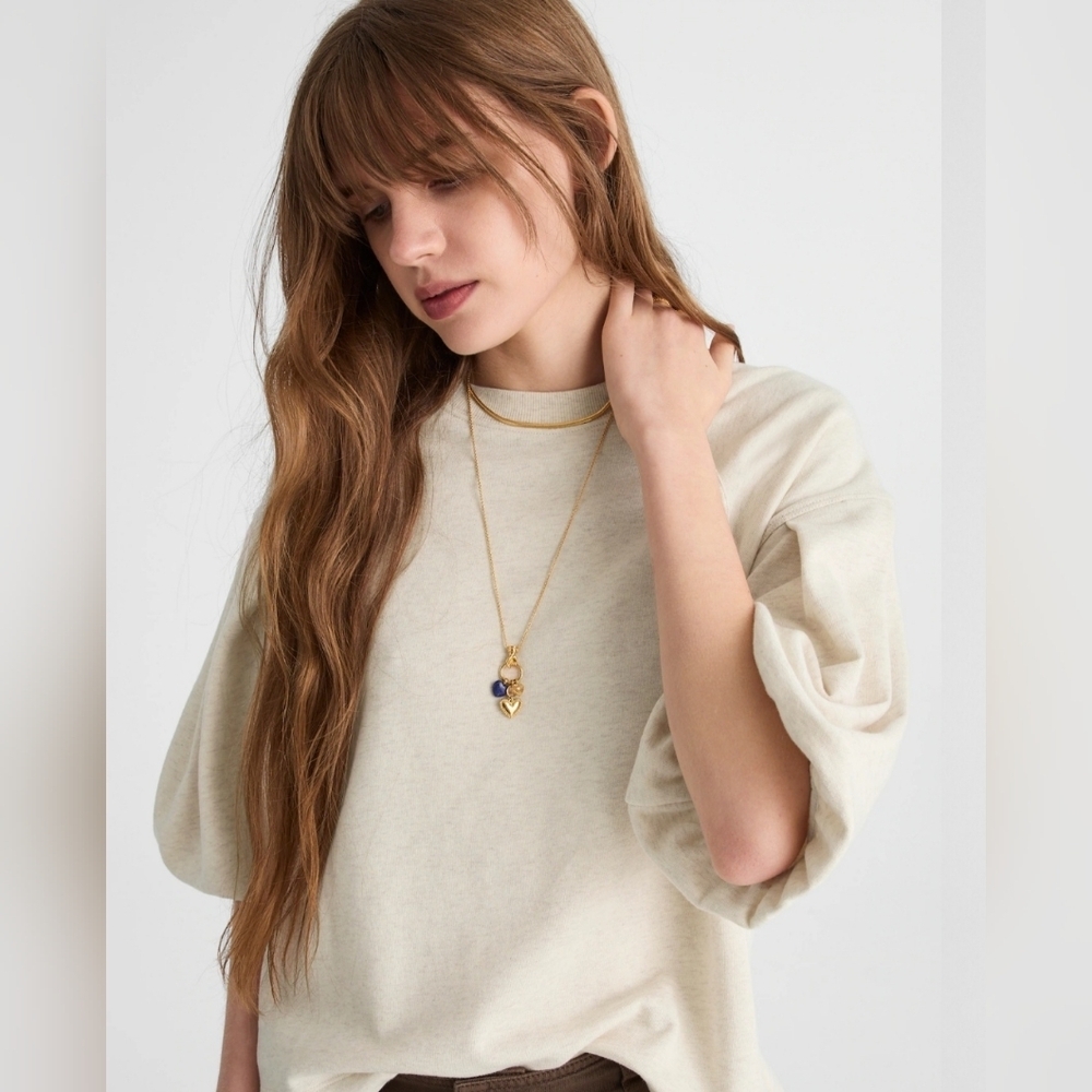 Madewell Balloon-Sleeve Sweatshirt in Cream size XXL ptp 27"